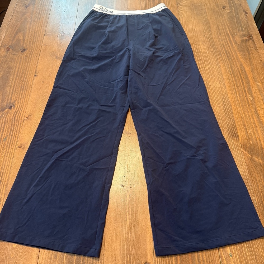 Wilson Sport Wynne Pleated Pant Navy Blue Women's Large Pull-On Retro Tennis NWT
